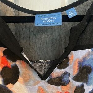 Simply Vera Vera Wang Black and Orange Sleeveless Blouse with Mandarin Collar